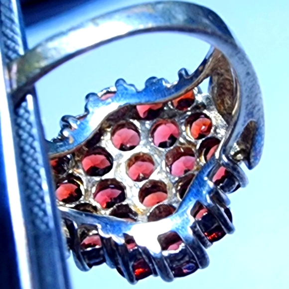 Sterling Silver Garnet Cluster Ring size 8 - Picture 8 of 11